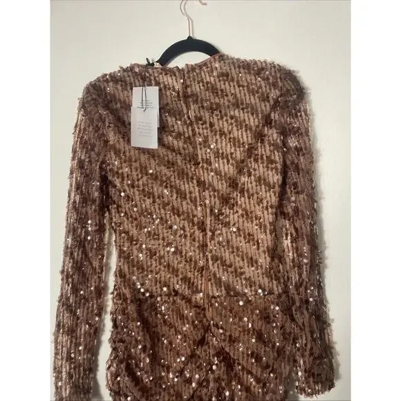Camila Coelho | Cataleya Sequin Mini Dress in Caramel Brown size S NWT - Picture 11 of 14